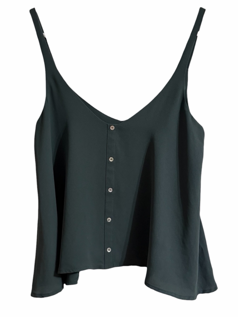 FOREVER 21 Dark Teal Flowy Button Front Cropped Camisole Top